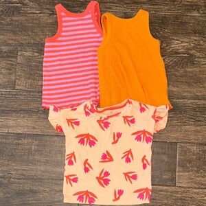 Bundle Orange and Pink Kids Tank Tops and T-Shirt Set